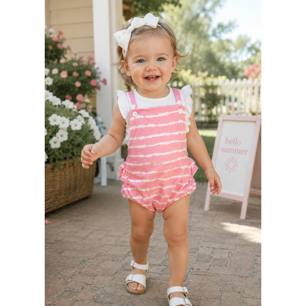 Crown & Ivy Baby 2 Piece Romper Coral Sz 18 Month NEW Whimsical Preppy Southern